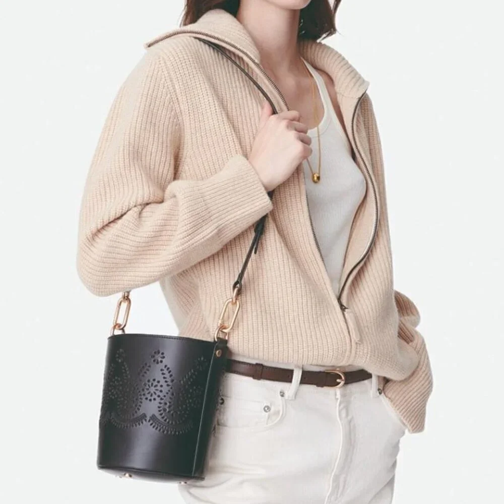New Vanessa Bruno Holly Leather Mini Seau Limited Edition Black Bucket Handbag